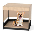 Elevated Wicker Dog House for Small to Medium Breeds-Black