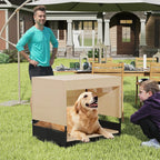 Elevated Wicker Dog House for Small to Medium Breeds-Black
