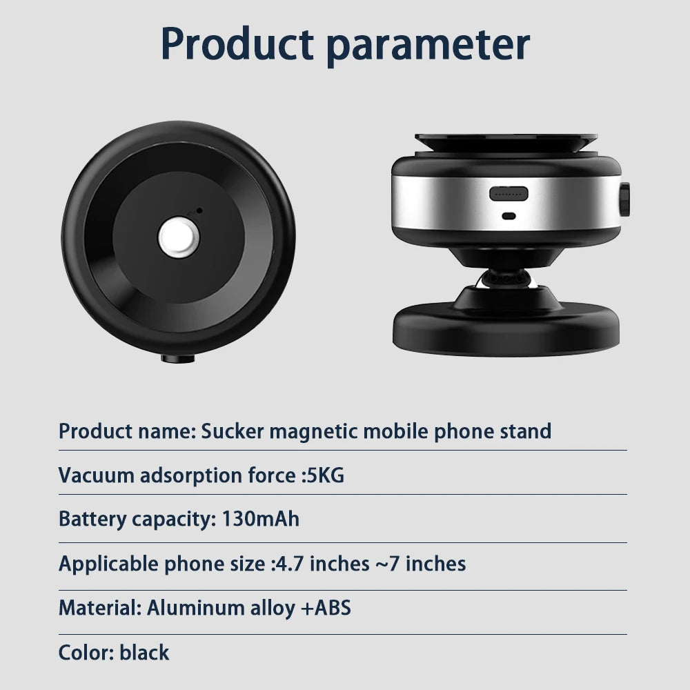 Electric Vacuum Magnetic Car Mount Stand for Cell Phone 360° Rotation Strong Suction Cup for iPhone 14 15 16 Hands-Free Holder