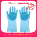 Pet Bathing Glove - Silicone Scrubber Mitt for Dogs & Cats, Massage & Deshedding, Waterproof, Bite-Resistant (Blue/Pink)