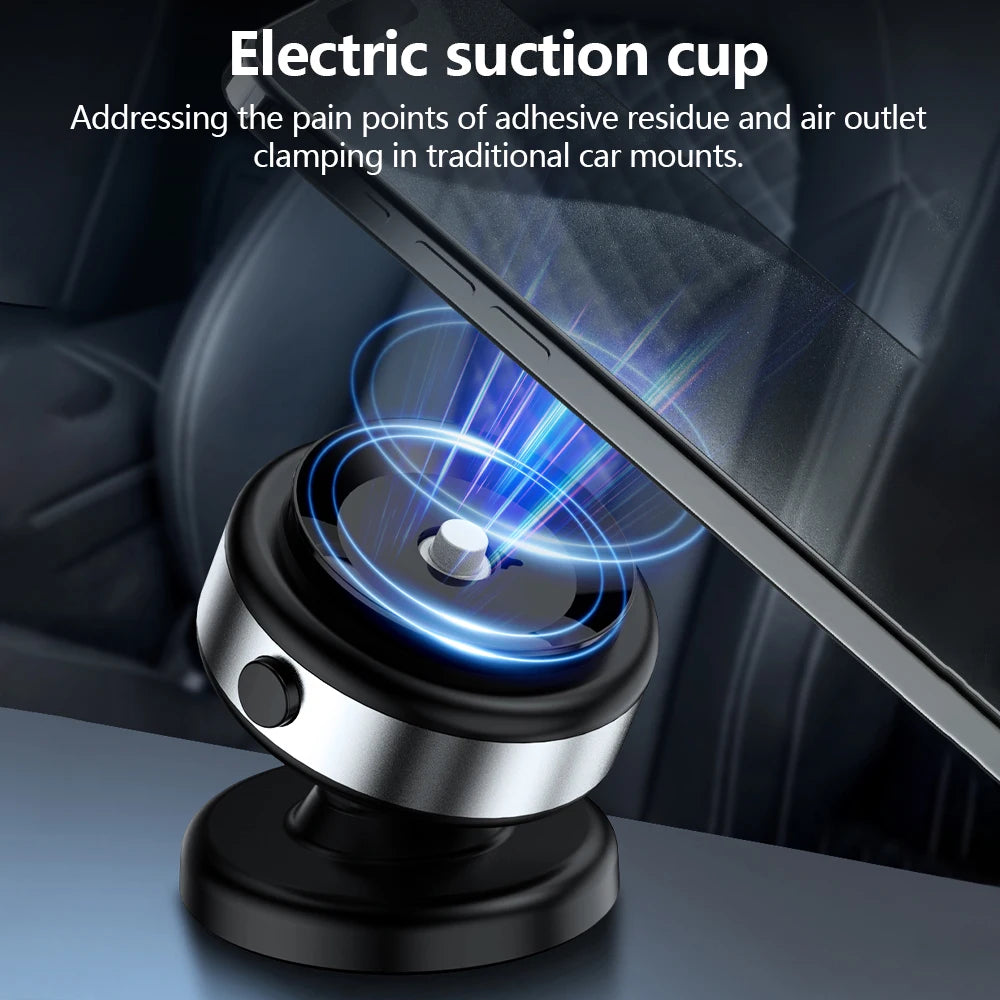 Electric Vacuum Magnetic Car Mount Stand for Cell Phone 360° Rotation Strong Suction Cup for iPhone 14 15 16 Hands-Free Holder