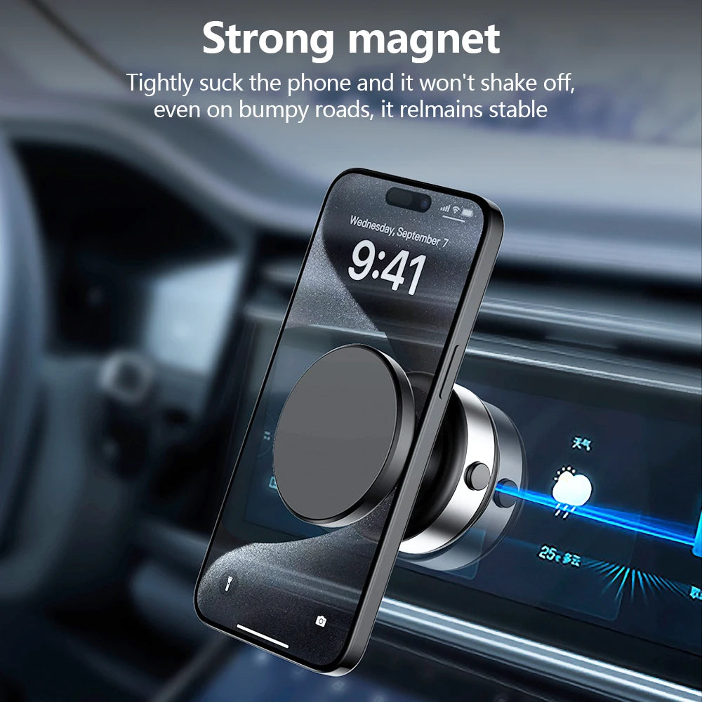 Electric Vacuum Magnetic Car Mount Stand for Cell Phone 360° Rotation Strong Suction Cup for iPhone 14 15 16 Hands-Free Holder