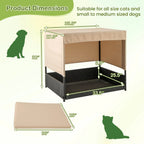 Elevated Wicker Dog House for Small to Medium Breeds-Black