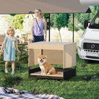 Elevated Wicker Dog House for Small to Medium Breeds-Black