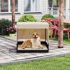 Elevated Wicker Dog House for Small to Medium Breeds-Black